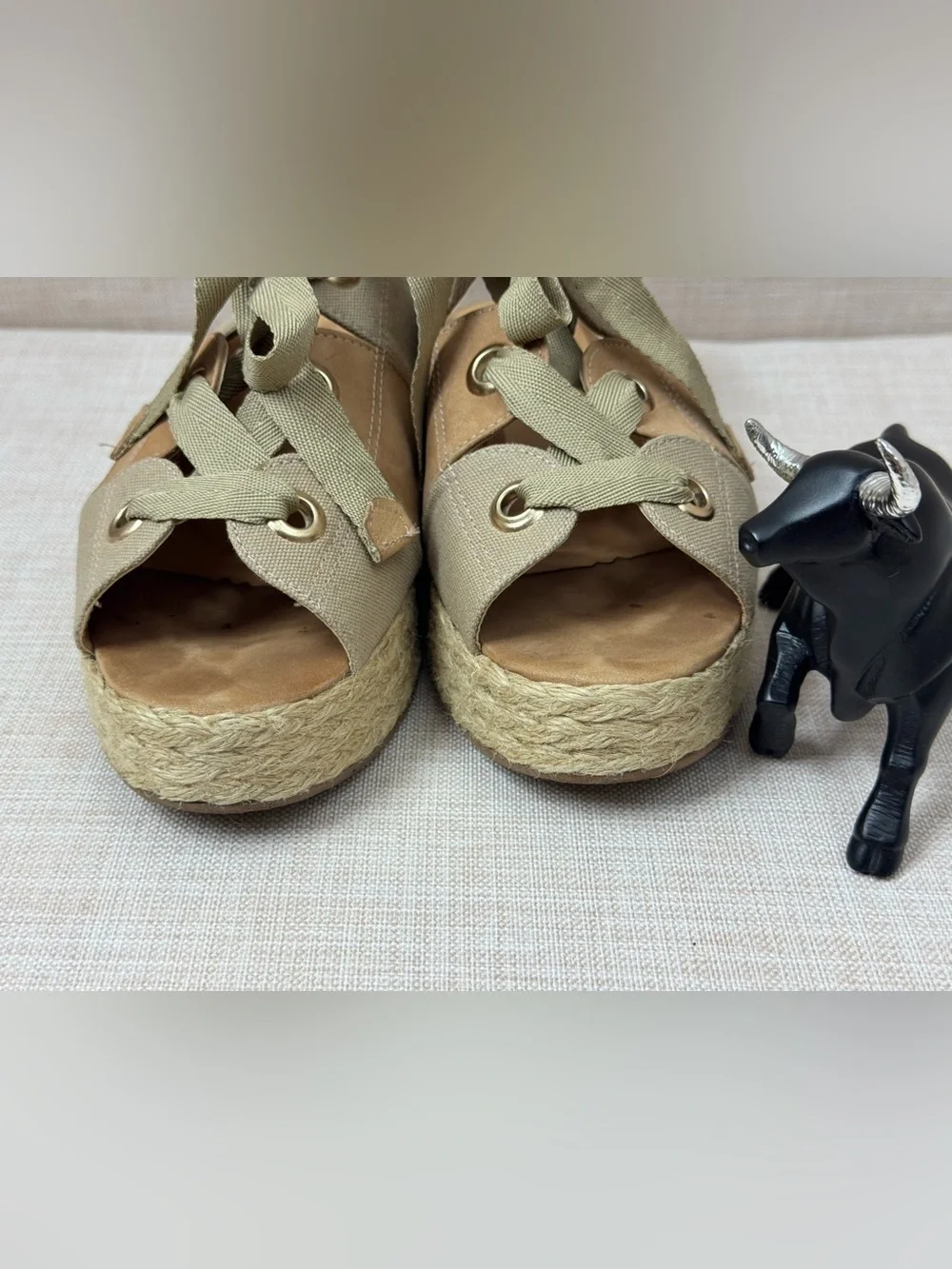 Ferrucci canvas lace-up open-toe platform espadrilles